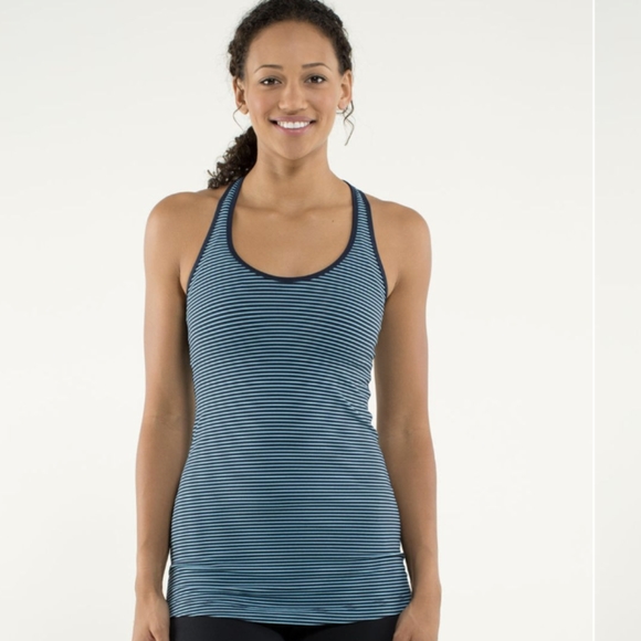 lululemon athletica Tops - Lululemon Cool Racerback Hyper Stripe Blue Moon / Inkwell